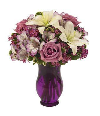 Lavender Rose and Lily Blooms Bouquet